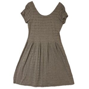 Relativity Short Sleeve Gray Eyelet Fit N Flare Dress Size XL